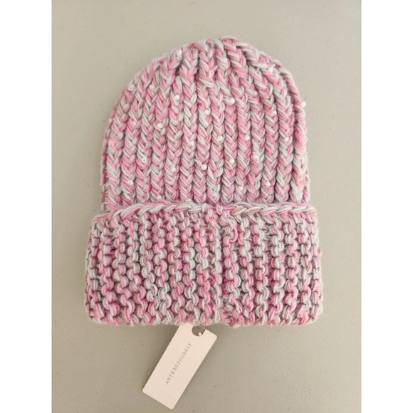 NWT By Anthropologie Pearl Knit Beanie Pink One Size - Picture 6 of 13